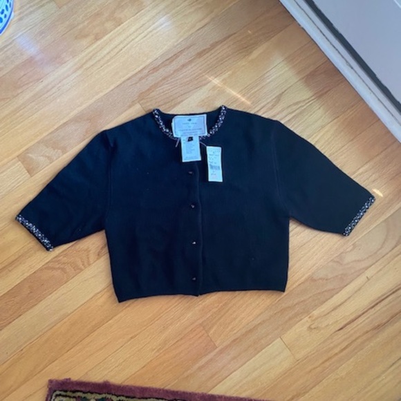 NWT Barney Cheng For Chang Cheng Castaigne Black Cashmere & Silk Beaded Sweater - Picture 3 of 5